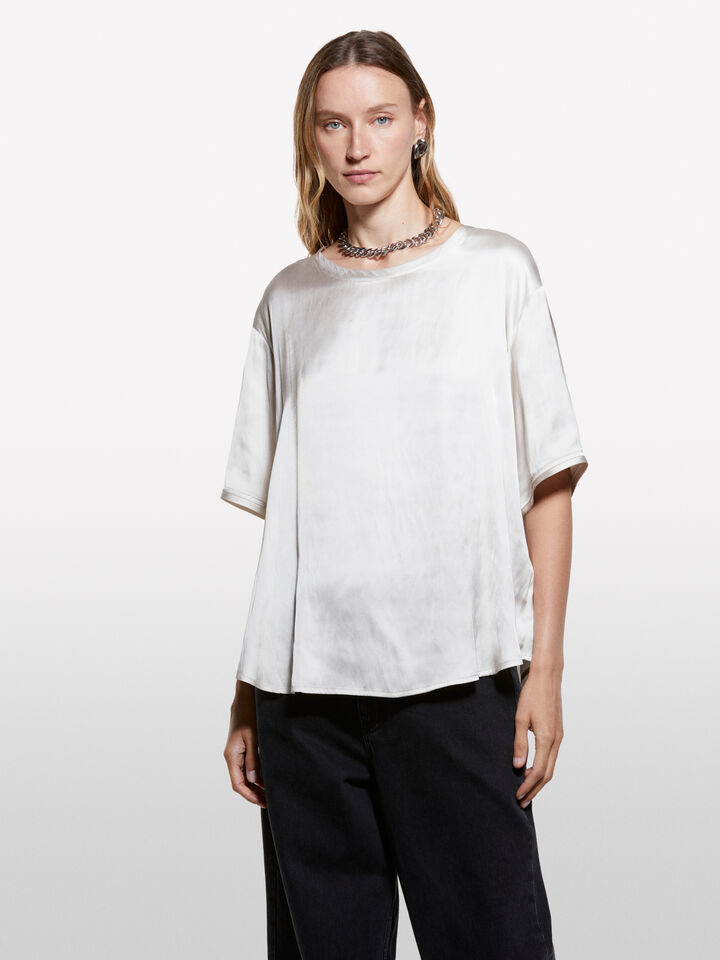 Beige Oversize-Bluse aus Satin - blusen für damen - Beige | Sisley image number 3